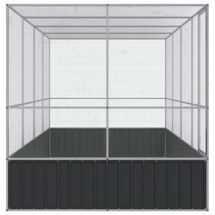 vidaXL 鳥小屋 拡張付き シルバー 418x207x212 cm スチール 動物 ペット用品 ペット用品 鳥用品 取りかご・スタンド 代引不可_3