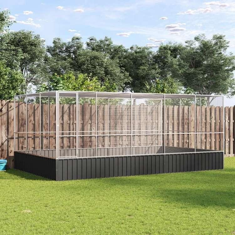 vidaXL 鳥小屋 拡張付き シルバー 518x307x212 cm スチール 動物 ペット用品 ペット用品 鳥用品 取りかご・スタンド 代引不可_1