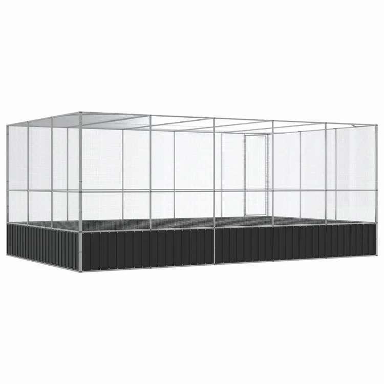 vidaXL 鳥小屋 拡張付き シルバー 518x307x212 cm スチール 動物 ペット用品 ペット用品 鳥用品 取りかご・スタンド 代引不可_4