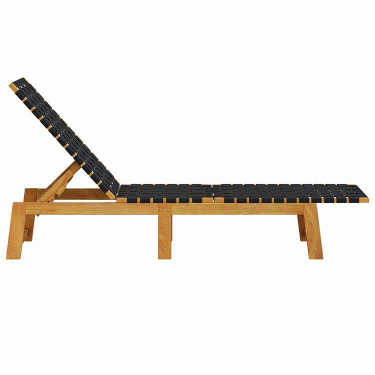 vidaXL サンラウンジャー ブラック アカシア無垢材とファブリック 家具 アウトドア家具 屋外椅子 サンラウンジャー_3