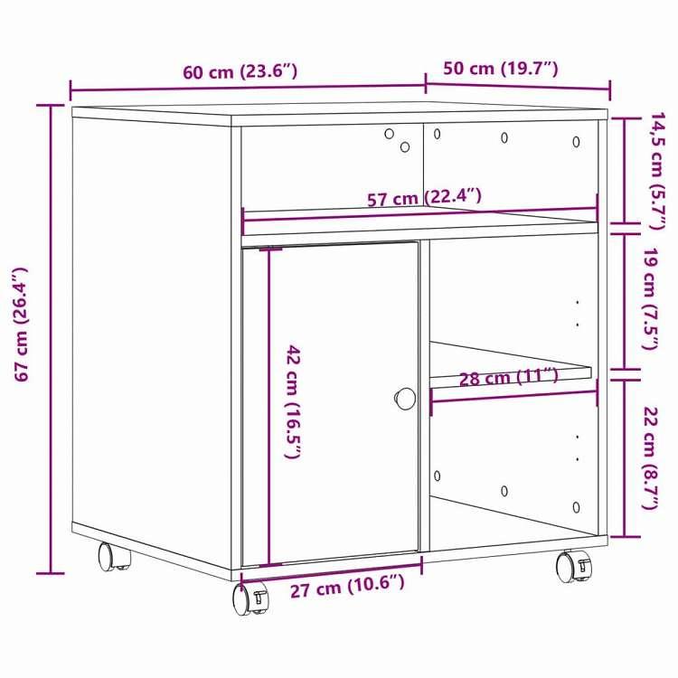 vidaXL プリンタースタンド キャスター付き ホワイト 60x50x67cm 電子機器 印刷・コピー・スキャン・ファックス Printer， Photocopier Fax Machine 代引不可_9
