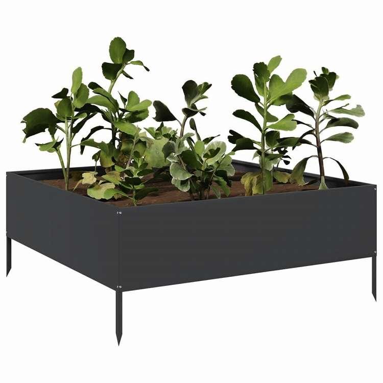 vidaXL ガーデンレイズドベッド ブラック 100x100x25 cm スチール ホーム ガーデン 芝 ガーデン ガーデニング 鉢植え・プランター 代引不可_2