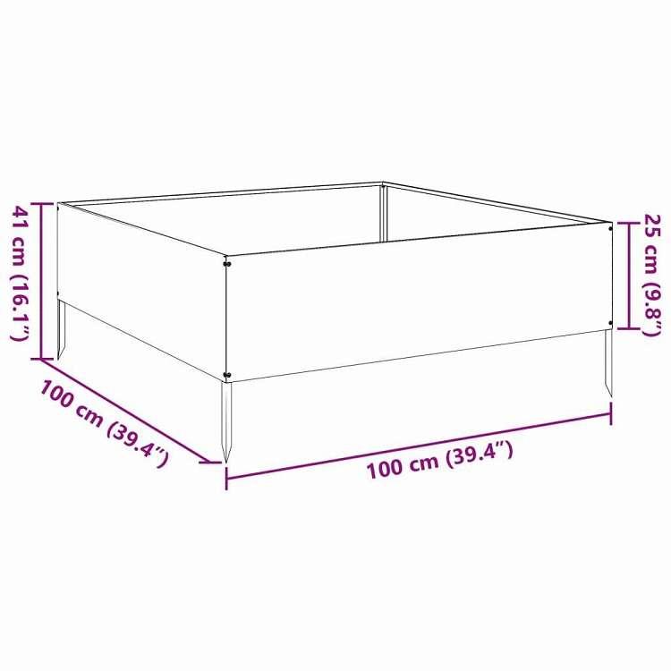 vidaXL ガーデンレイズドベッド ブラック 100x100x25 cm スチール ホーム ガーデン 芝 ガーデン ガーデニング 鉢植え・プランター 代引不可_9