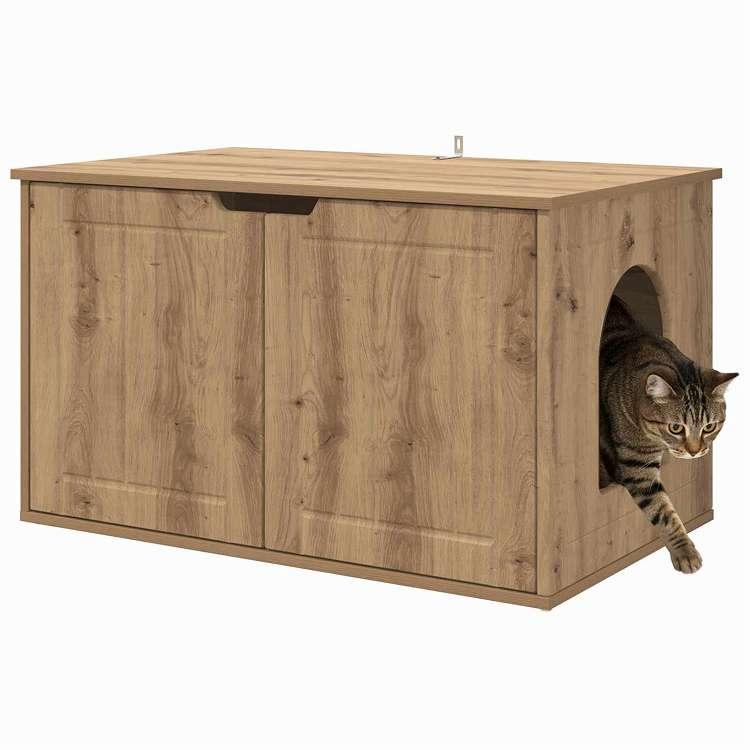 vidaXL キャットハウス アーティザンオーク 85 x 55 50.5 cm