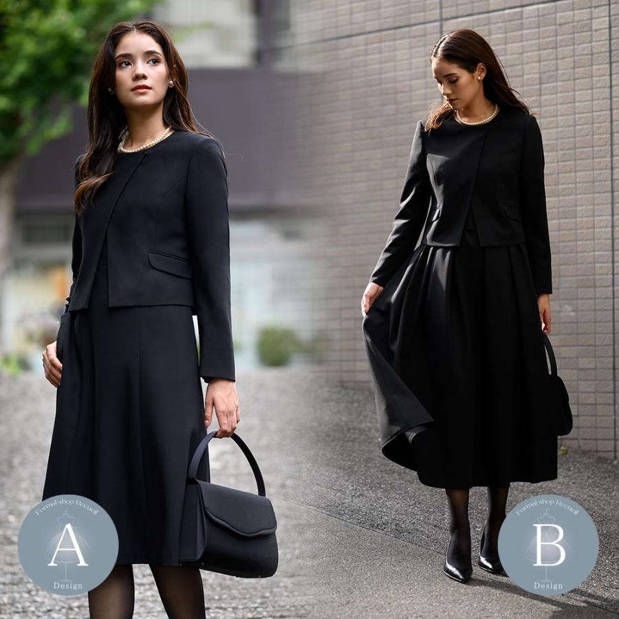 ブラックフォーマル 喪服 レディース スーツ ワンピース ロング丈 トール ひざ下 レギュラー 選べる 前開き 洗える S/M/L/LL 【5560003】の画像