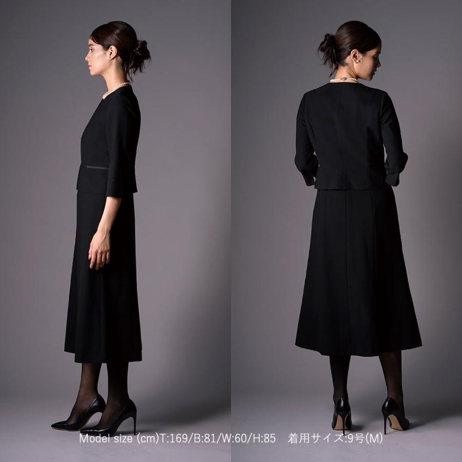 ブラックフォーマル 喪服 レディース スーツ ワンピース ロング丈 トール 前開き 洗える M/L/LL/3L 【5560006】の画像