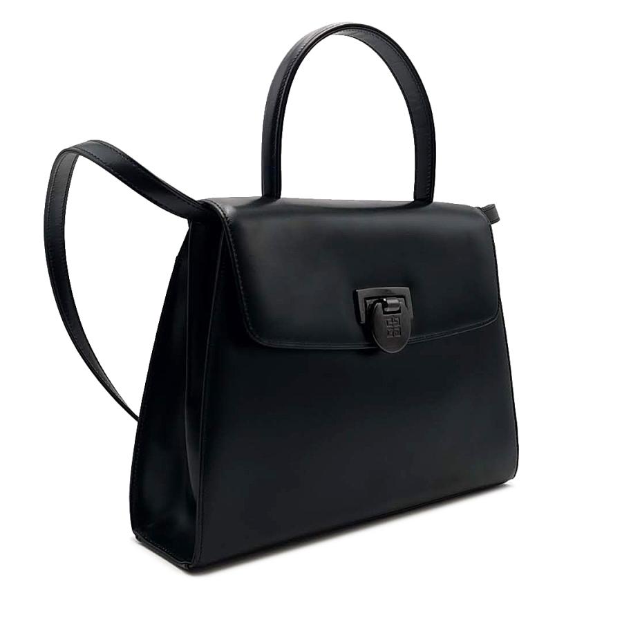 送料無料 美品 ジバンシィ GIVENCHY ハンドバッグ ショルダーバッグ 鞄 2WAY ターンロック レザー 黒系 レディース｜recycle-favori｜04