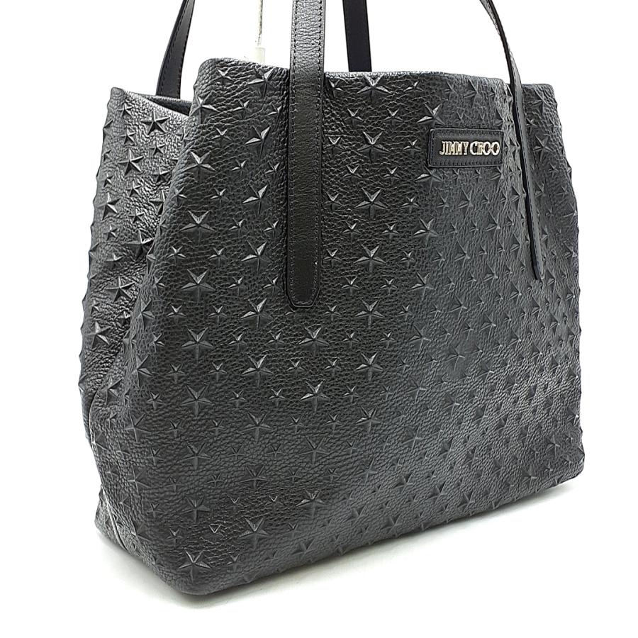 美品 ジミーチュウ JIMMY CHOO ハンドバッグ トート 鞄 レザー 黒系-