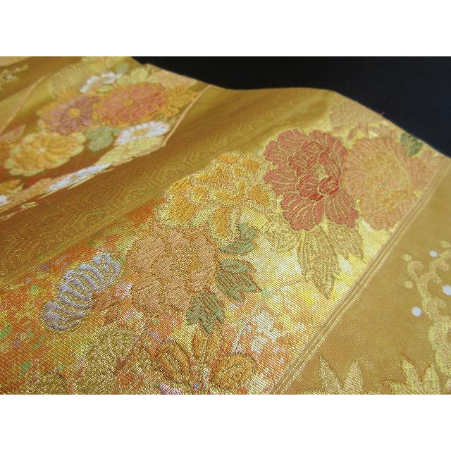 of-215 袋帯「六通柄袋帯 吉兆花扇文 金糸 銀糸 正絹」（2281