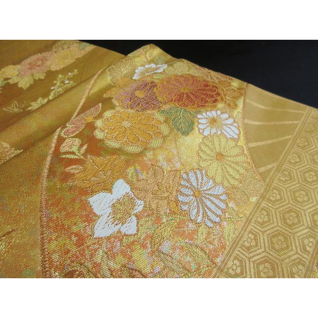 袋帯 花扇文 金糸