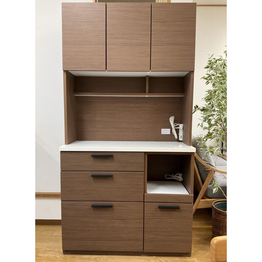 キッチンボード 幅100cm 食器棚 レンジ台 レンジボード ミドルブラウン