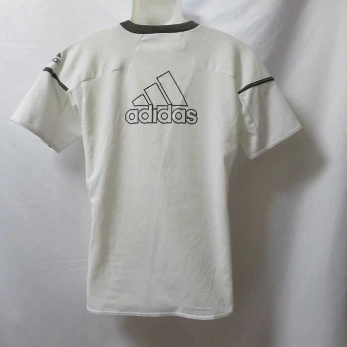 古着 メンズM相当 adidas/アディダス サッカー フットサル プラクティスシャツ 半袖 練習着 ホワイト F92237｜recycle-sports｜02