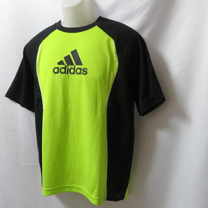 古着 メンズL adidas/アディダス ポリエステルTシャツ 半袖 スポーツ ジム ジョギング トレーニング ランニング グリーン/ブラック X42235｜recycle-sports｜02