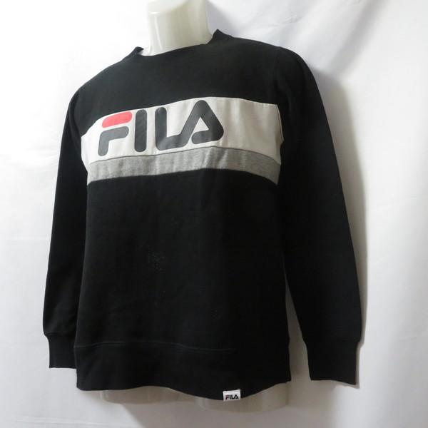 古着 メンズM FILA/フィラ 裏起毛 スウェットシャツ トレーナー 長袖 スポーツ カジュアル ブラック｜recycle-sports｜02