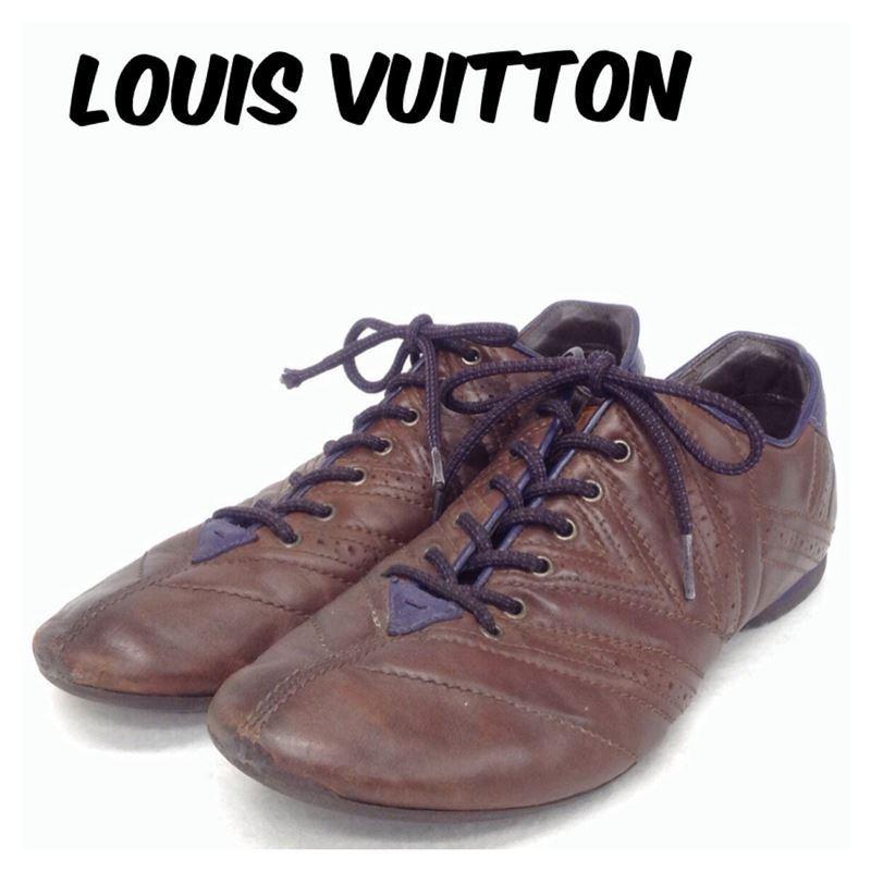 ルイヴィトン LOUIS VUITTON スニーカー シューズ 靴 レザー ブラウン メンズ サイズ8