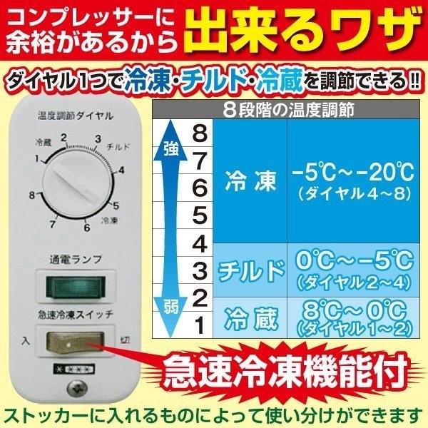 冷凍ストッカー 業務用 冷凍庫 冷凍・チルド・冷蔵 三温度帯 -20℃〜+8℃調整可 100L  チェスト フリーザー ノンフロン 急速冷凍機能付 RRS-100NF レマコム｜recyclemart｜03