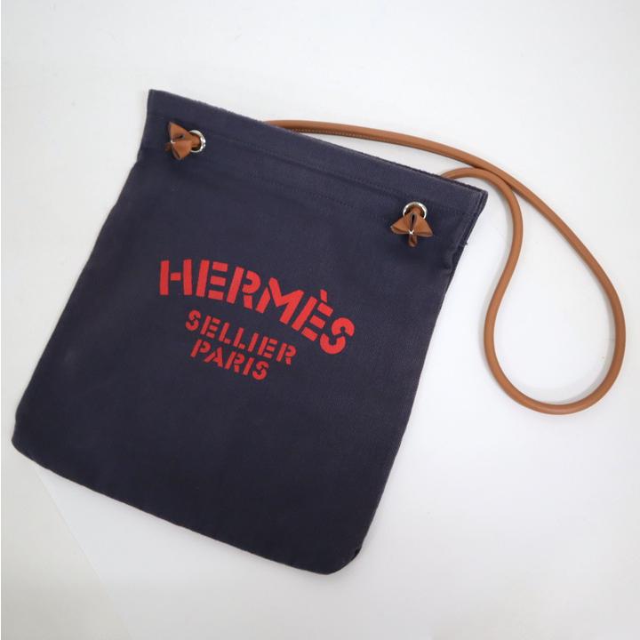 HERMES】エルメス サックアリーヌMM ネイビー トワルシェイブロン 