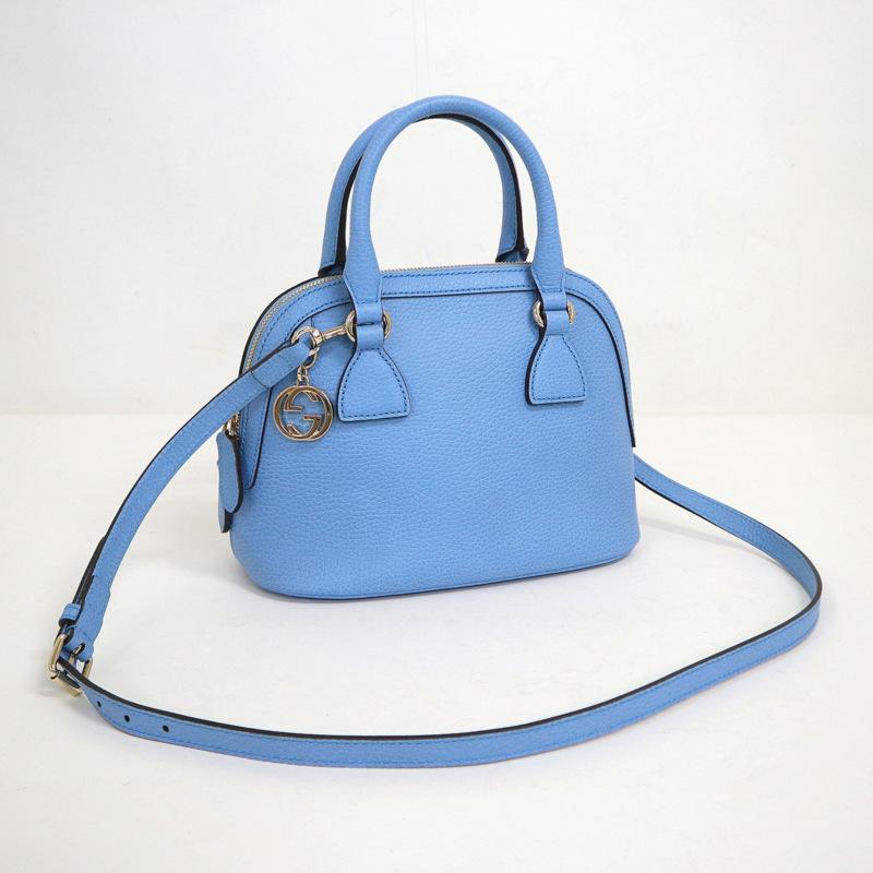 GUCCI インターロッキングG ライトブルーハンドバッグ