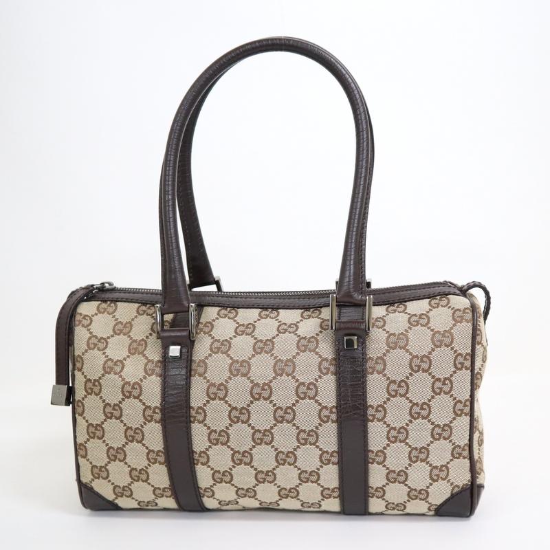 GUCCI】グッチ ミニ ボストンバッグ GGキャンバス×レザー ベージュ  