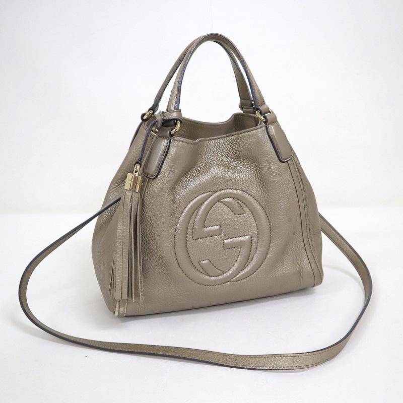 GUCCI】グッチ ソーホー ハンドバッグ シャンパンゴールド メタリック 