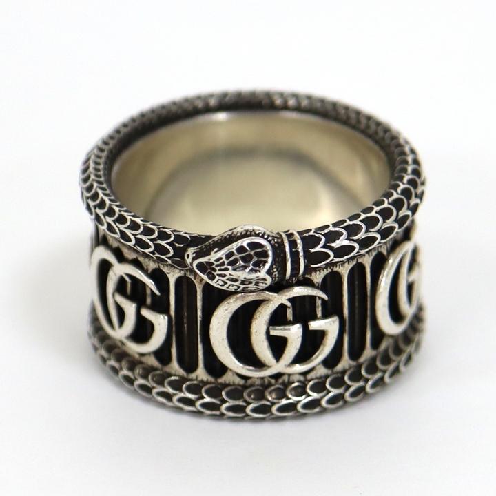 GUCCI】グッチ デザインリング ダブルGスネーク SV925 サイズ17【中古 