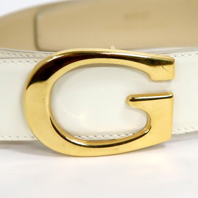 【GUCCI】グッチ ベルト Gロゴ レザー ホワイト×ゴールド金具 1406.0956【中古】【代金引換不可】/ko00121ar｜recycleshopdream｜02