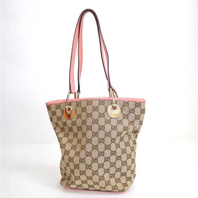 GUCCI】グッチ トートバッグ GGキャンバス レザー ベージュx GUCCI】グッチ トートバッグ GGキャンバス レザー ベージュx