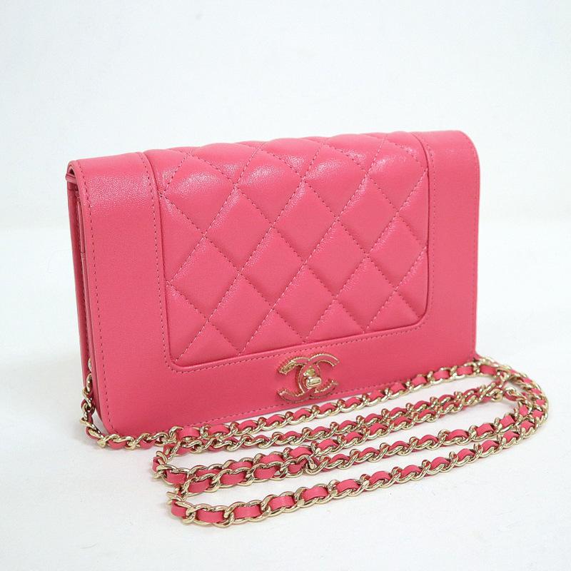 CHANEL シャネル マトラッセ チェーンウォレット ラムスキン ピンク