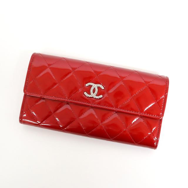 CHANEL 赤 エナメル長財布