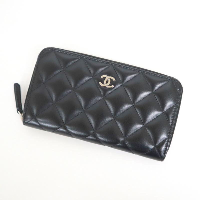 CHANEL スモール ラップ ウォレット CHANEL】シャネル スモールジップ・ウォレット 2つ折り財布 ラムスキン