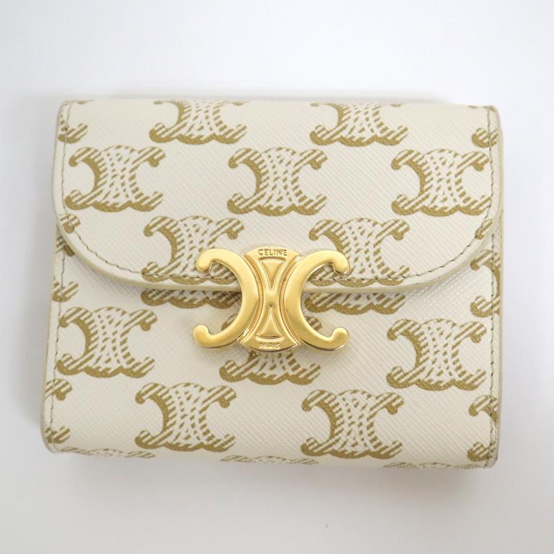 CELINE】セリーヌ スモールウォレット トリオンフ ホワイト×タン  