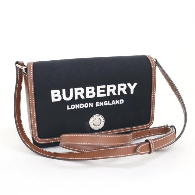 BURBERRY】バーバリー ショルダーバッグ キャンバス×レザー ブラック  