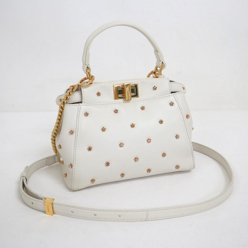 FENDI】フェンディ ピーカブー・XS 2WAYバッグ レザー ×ビジュー