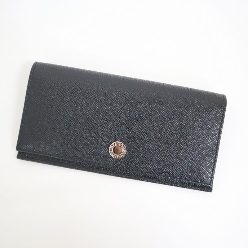 BVLGARI】ブルガリ 二つ折り長財布 ブラック レザー 27746【中古