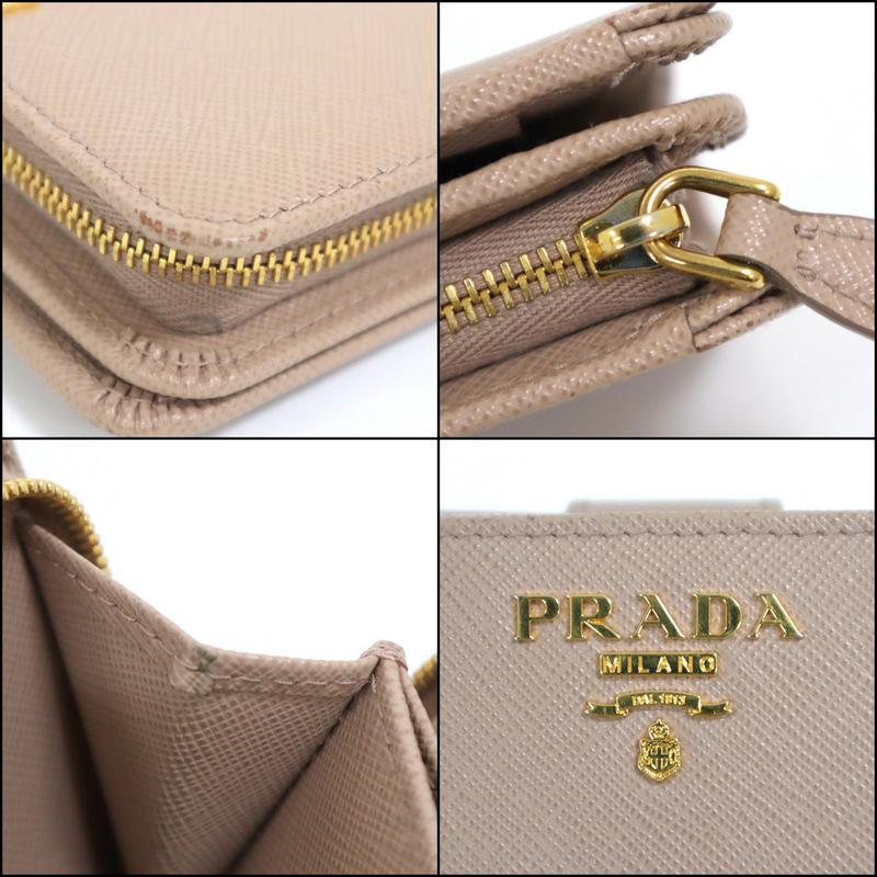 【PRADA】プラダ 二つ折り財布 サフィアーノ レザー スモーキーピンク×ゴールド金具 1ML225【中古】【代金引換不可】/ok04145ar｜recycleshopdream｜07