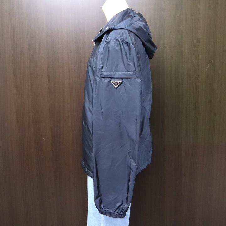 PRADA】プラダ フーデッドブルゾン ナイロンジャケット 48 ネイビー 