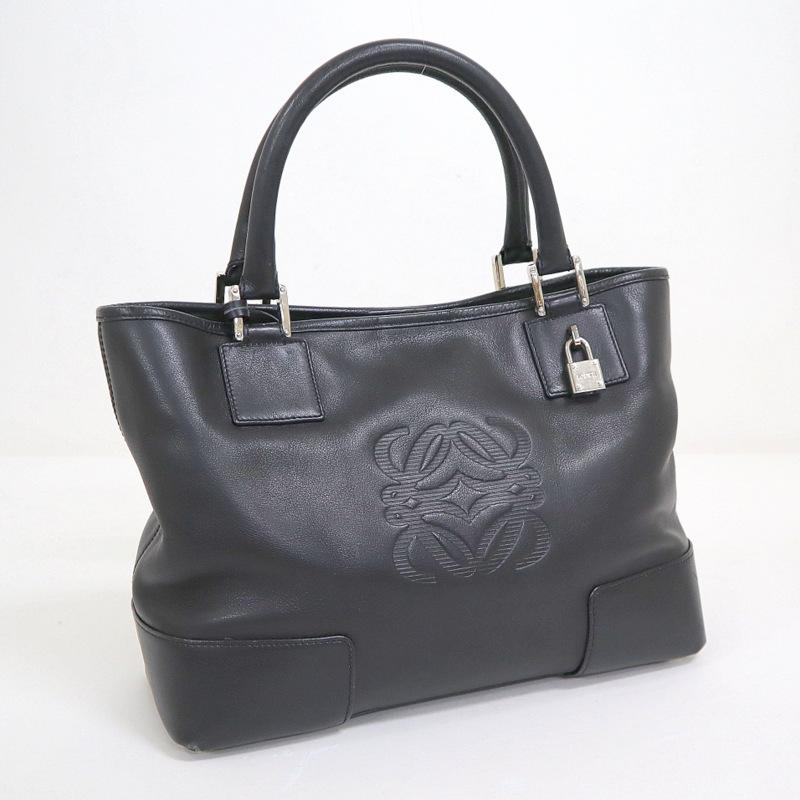 LOEWE】ロエベ フスタ トートバッグ アナグラム レザー ブラック