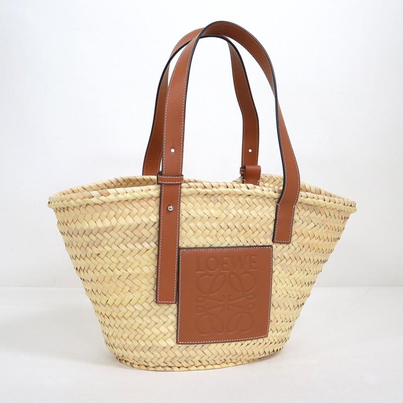 LOEWE かごバッグ ナチュラル　ミディアム LOEWE】ロエベ かごバッグ ミディアム ヤシの葉×レザー ナチュラル