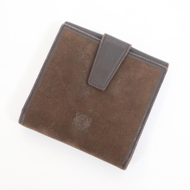 LOEWE】ロエベ 2つ折り財布 スエード ダークブラウン【中古】【代金