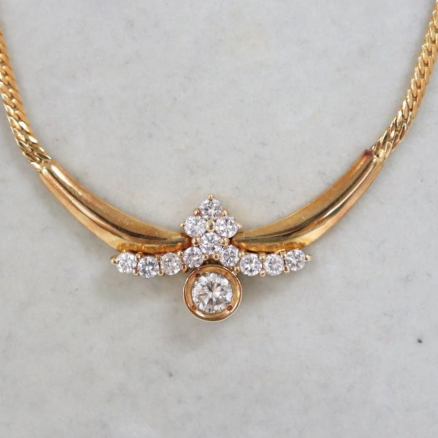 Jewelry】K18YG ダイヤモンド デザインネックレス イエローゴールド D1 