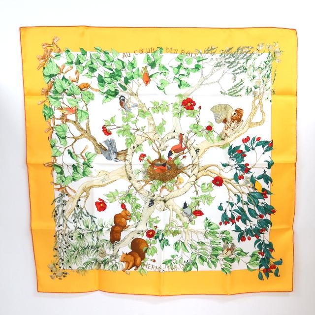 HERMES】エルメス カレ90 AU COEUR DES BOIS 森の中で シルク 