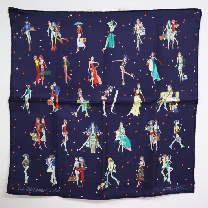 HERMES エルメス カレ45 ネイビー系 スカーフ ガヴロッシュ 美品 HERMES エルメス カレ45 ネイビー系 スカーフ ガヴロッシュ プチカレ