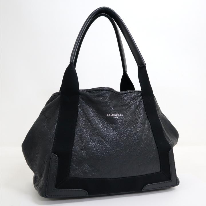 BALENCIAGA】バレンシアガ ネイビーカバスS ハンドバッグ レザー  