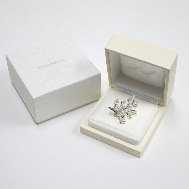 MIKIMOTO】ミキモト ブローチ≪幸福の木≫ K18WG×12Pパール 8.6g【中古