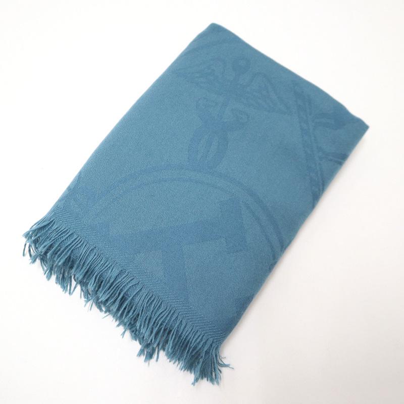 HERMES】エルメス ストール ニューリブリス 75×210 ライトブルー【中古