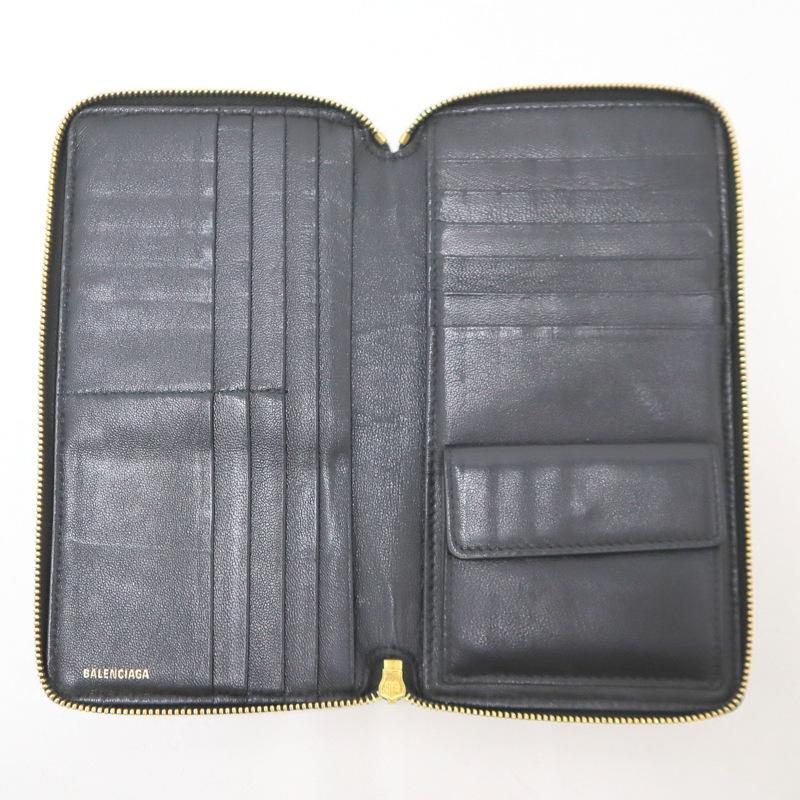 BALENCIAGA】バレンシアガ 長財布 レザー ブラック×ゴールド金具