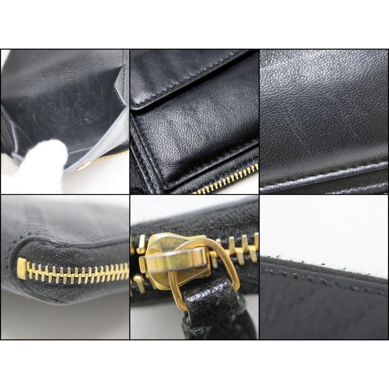BALENCIAGA】バレンシアガ 長財布 レザー ブラック×ゴールド金具