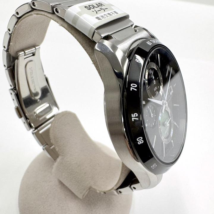 SEIKO】セイコー ソーラークロノグラフ 腕時計 電波ソーラー SS×黒文字