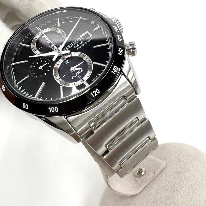 【美品】SEOKOセイコーソーラークロノグラフV172-0AP0 メンズ腕時計 SEIKO】セイコー ソーラークロノグラフ 腕時計 電波ソーラー SS×黒文字