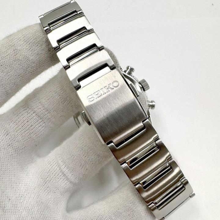 SEIKO】セイコー ソーラークロノグラフ 腕時計 電波ソーラー SS×黒文字